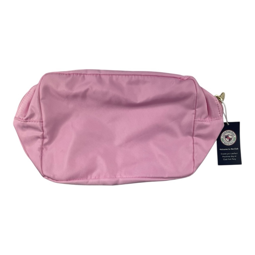 Club Pink Pony Mackinac Custom Charm Large Pouch Petal Pink 14”x9” Bag NWT